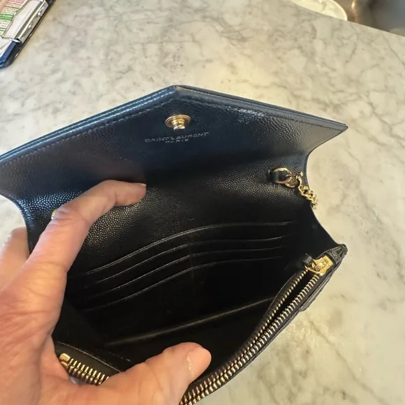 Yves Saint Laurent Black Clutch/Crossbody with Gold Chain - Picture 7 of 8